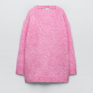 ZARA Oversized Pink Alpaca Wool Sweater